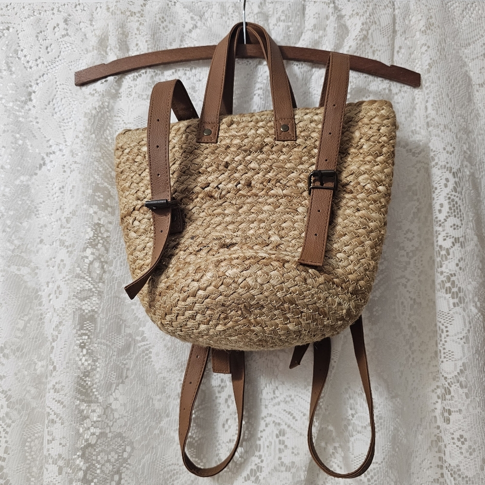 Cutest rattan mini backpack purse